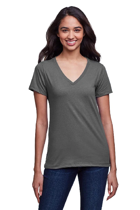 Cozy Essentials Wear Next Level Womens Eco Performance Moisture Wicking Short Sleeve V-Neck T-Shirt - Heavy Metal Grey - Closeout