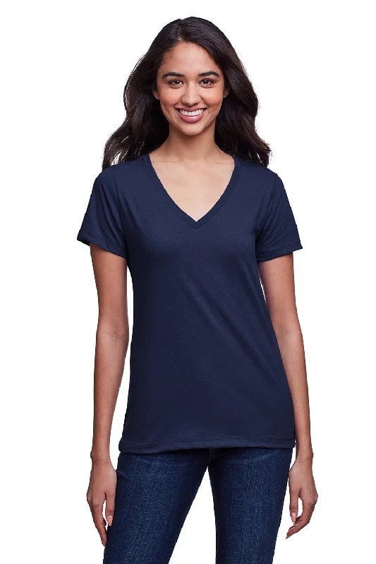 Stylish Casuals Next Level Womens Eco Performance Moisture Wicking Short Sleeve V-Neck T-Shirt - Midnight Navy Blue - Closeout