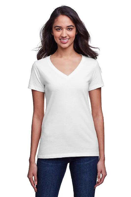 Warm Chic Outfits Next Level Womens Eco Performance Moisture Wicking Short Sleeve V-Neck T-Shirt - White - Closeout