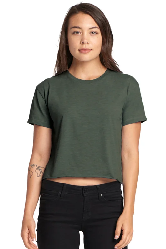 Cozy Lounge Wear Next Level Womens Festival Cali Crop Short Sleeve Crewneck T-Shirt - Royal Pine Green
