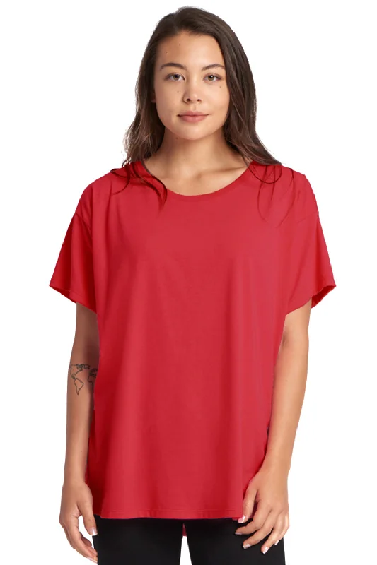 French Retro Next Level Womens Ideal Flow Short Sleeve Crewneck T-Shirt - Red - Closeout
