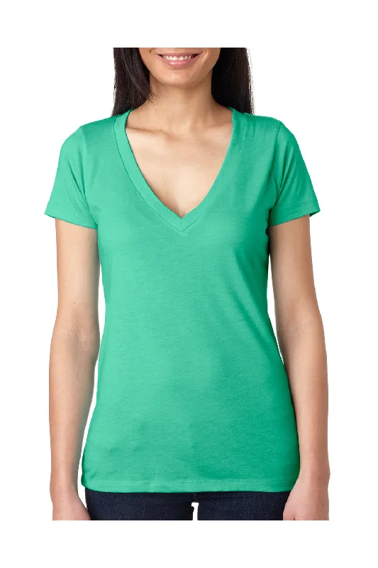 Elegant Wear Next Level Womens Jersey Short Sleeve V-Neck T-Shirt - Envy Green - Closeout