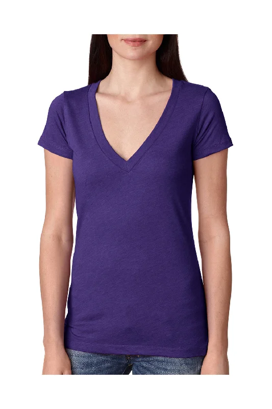 Celebrity Picks Next Level Womens Jersey Short Sleeve V-Neck T-Shirt - Purple Rush - Closeout