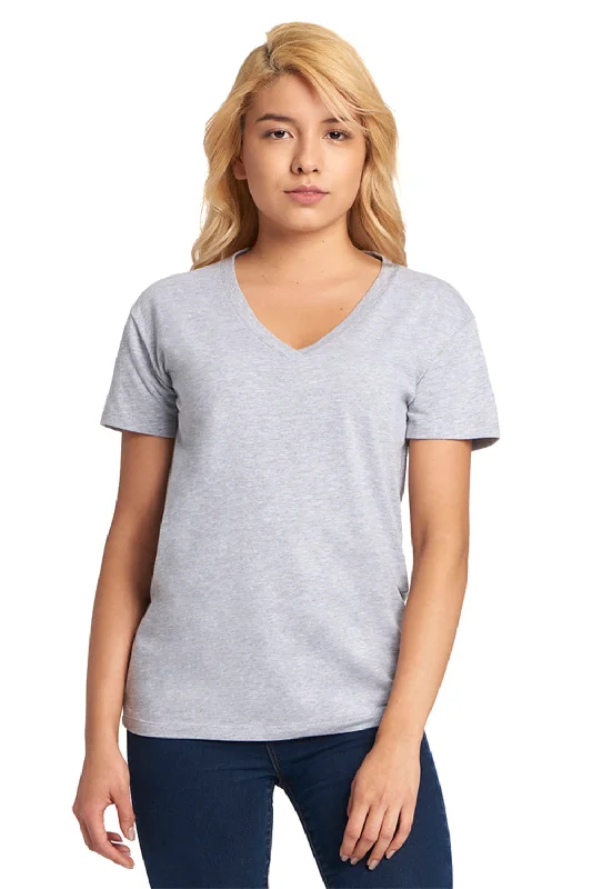 Fashion Must-have Next Level Womens Relaxed Short Sleeve V-Neck T-Shirt - Heather Grey - Closeout