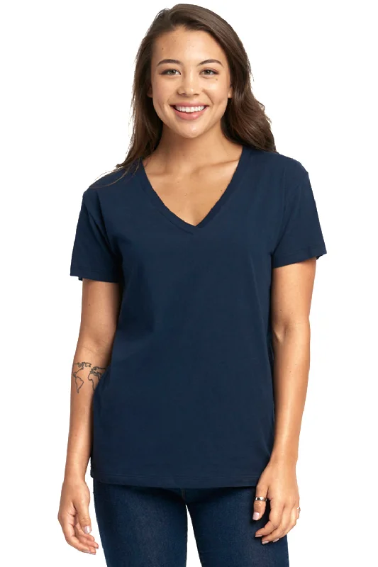 Casual Choice Next Level Womens Relaxed Short Sleeve V-Neck T-Shirt - Midnight Navy Blue