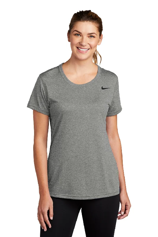 Nike Womens Team rLegend Dri-Fit Moisture Wicking Short Sleeve Crewneck T-Shirt - Heather Carbon Grey