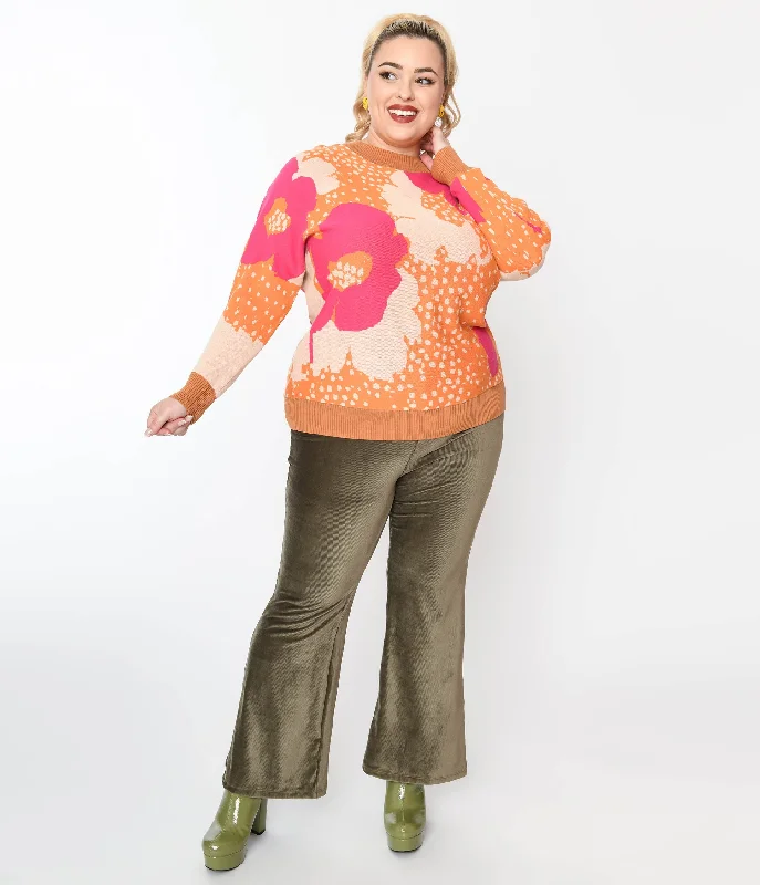 Soft Feel 1970s Olive Green Corduroy Knit Pants