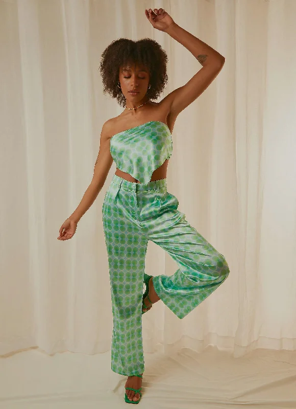 Exquisite Embroidery Past Treasures Pants - Seafoam
