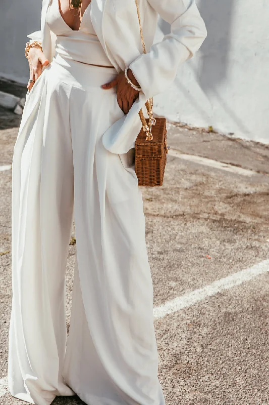 Youthful Vitality Raya High-Waisted Wide-Leg Pant - White