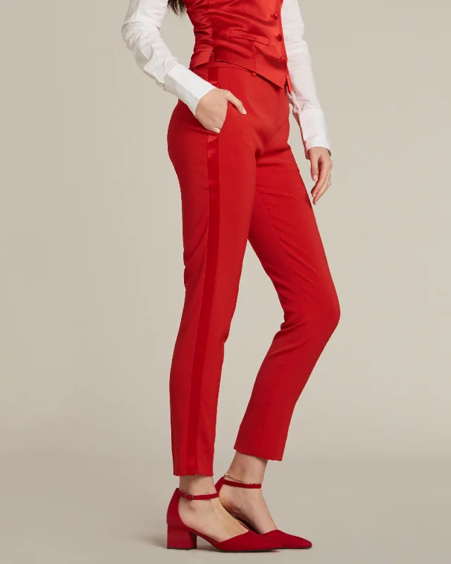 Comfy Layers Red Ultra Slim Fit Tuxedo Pants