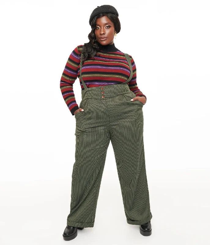 Beautiful Romance Royal Monk Plus Size 1940s Green Check Jenny Trousers