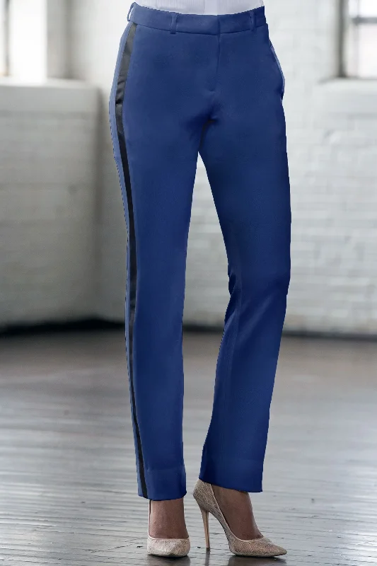 Casual Street Royal Navy & Black Slim Fit Tuxedo Pants