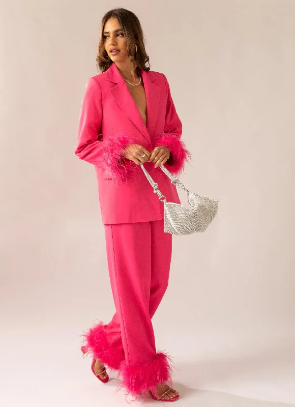 Wearable At Home Or Out Shake It Off Feather Pants - Magenta