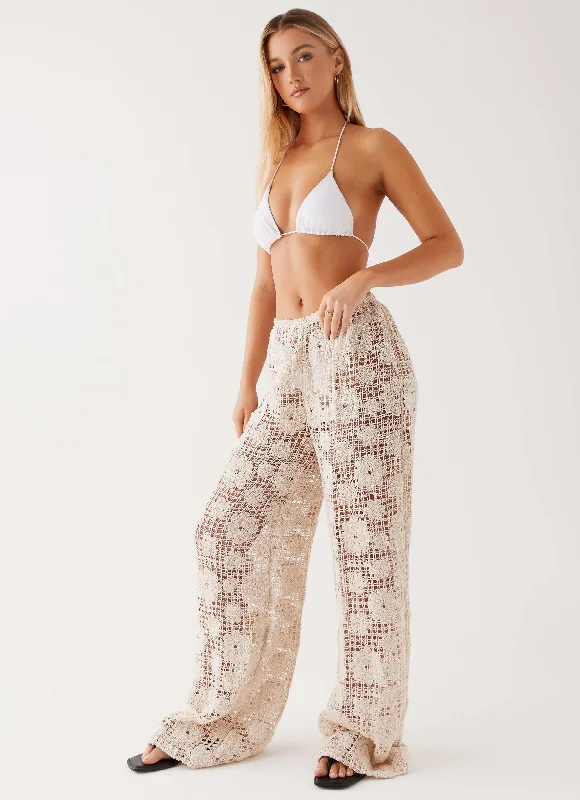 Chic Lounge Shell Beach Crochet Pants - Ivory