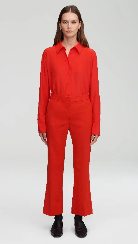 Romantic Data Slim Kick Flare Trouser in Seasonless Wool | Scarlet