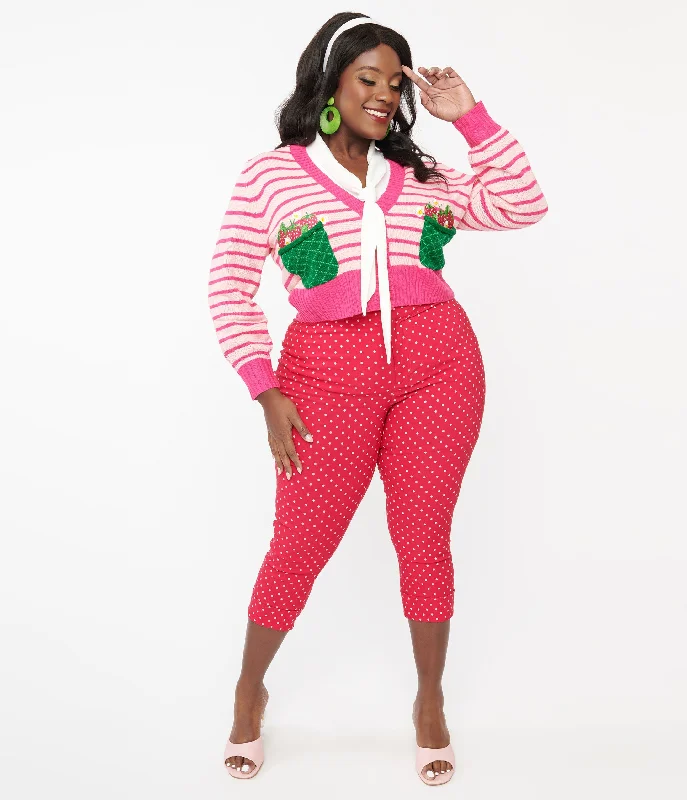 Comfortable Sweaters Smak Parlour Plus Size Hot Pink Pin Dot Daisy Pocket Smarty Pants Capri