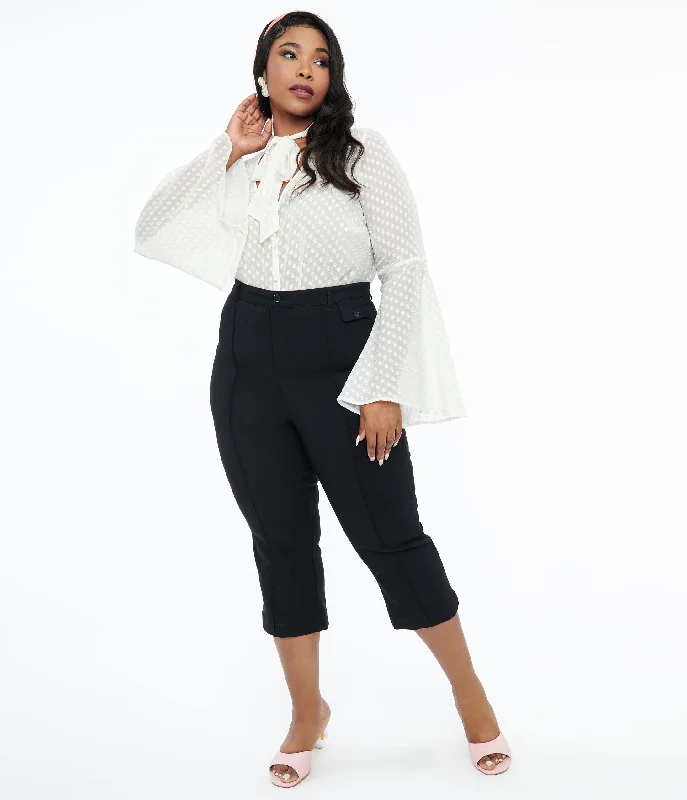 Warm Chic Smak Parlour Plus Size Black Pintuck Capris