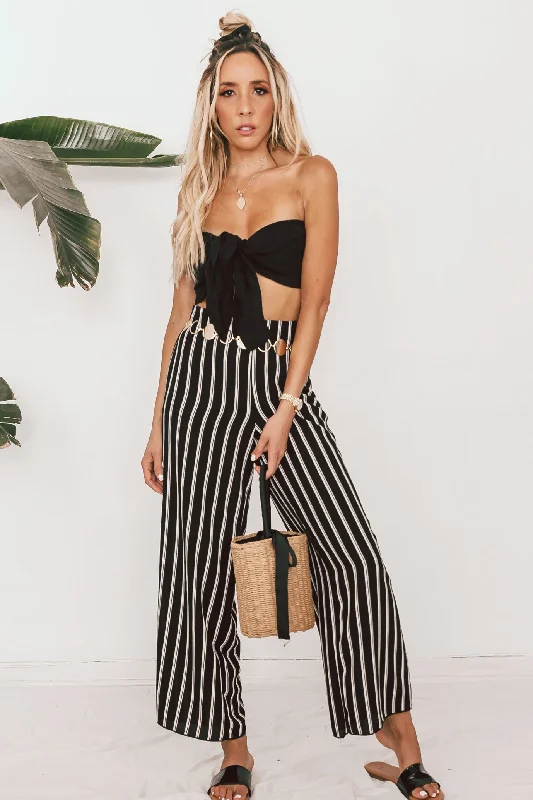 Romantic And Fresh Striped Culotte Pants
