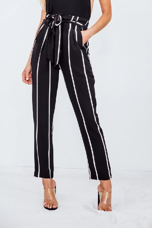 Comfortable Design Striped Pant with Tie Waist