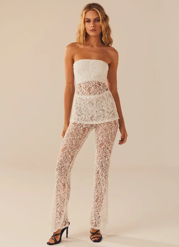 Casual And Casual Sweet Fantasy Lace Pant - Ice