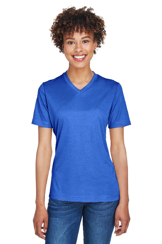 Basic Comfort Team 365 Womens Sonic Performance Heather Moisture Wicking Short Sleeve V-Neck T-Shirt - Heather Royal Blue