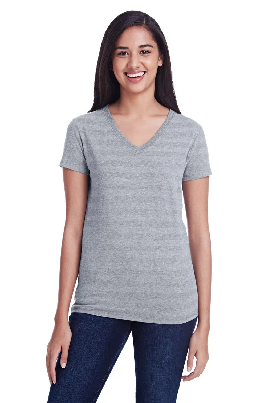 Must-have For Autumn And Winter Threadfast Apparel Womens Short Sleeve V-Neck T-Shirt - Heather Grey