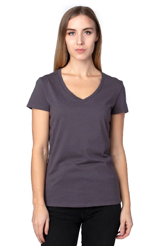 Personal Design Threadfast Apparel Womens Ultimate Short Sleeve V-Neck T-Shirt - Graphite Grey