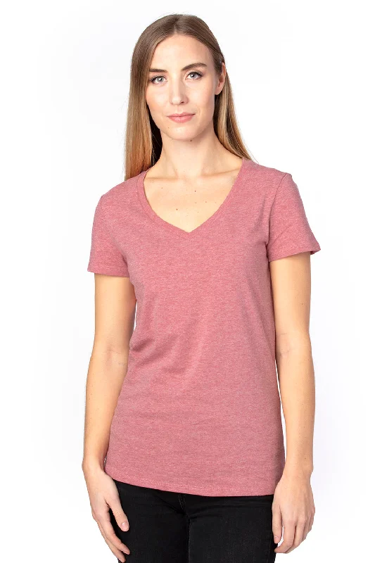 Bright Colors Threadfast Apparel Womens Ultimate Short Sleeve V-Neck T-Shirt - Heather Maroon