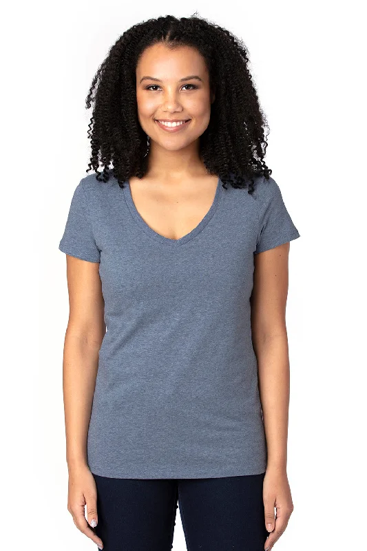 Fashionable In The Times Threadfast Apparel Womens Ultimate Short Sleeve V-Neck T-Shirt - Heather Navy Blue