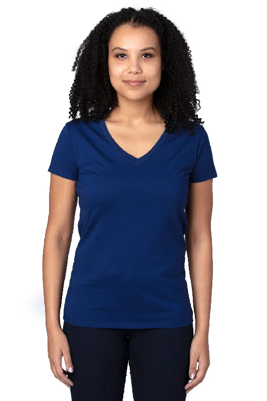Creative Prints Threadfast Apparel Womens Ultimate Short Sleeve V-Neck T-Shirt - Navy Blue