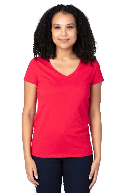 Multifunctional Style Threadfast Apparel Womens Ultimate Short Sleeve V-Neck T-Shirt - Red