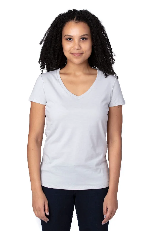 Minimal Style Threadfast Apparel Womens Ultimate Short Sleeve V-Neck T-Shirt - Silver Grey