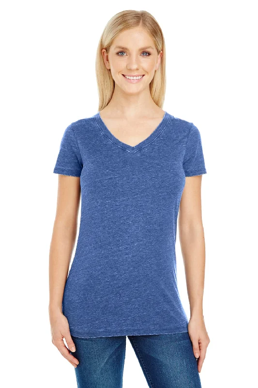 Playful Style Threadfast Apparel Womens Vintage Dye Short Sleeve V-Neck T-Shirt - Vintage Navy Blue - Closeout