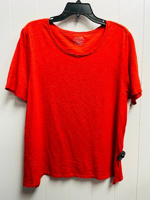 Comfortable Outfits Top Short Sleeve Basic By Chicos In Red, Size: Xl
