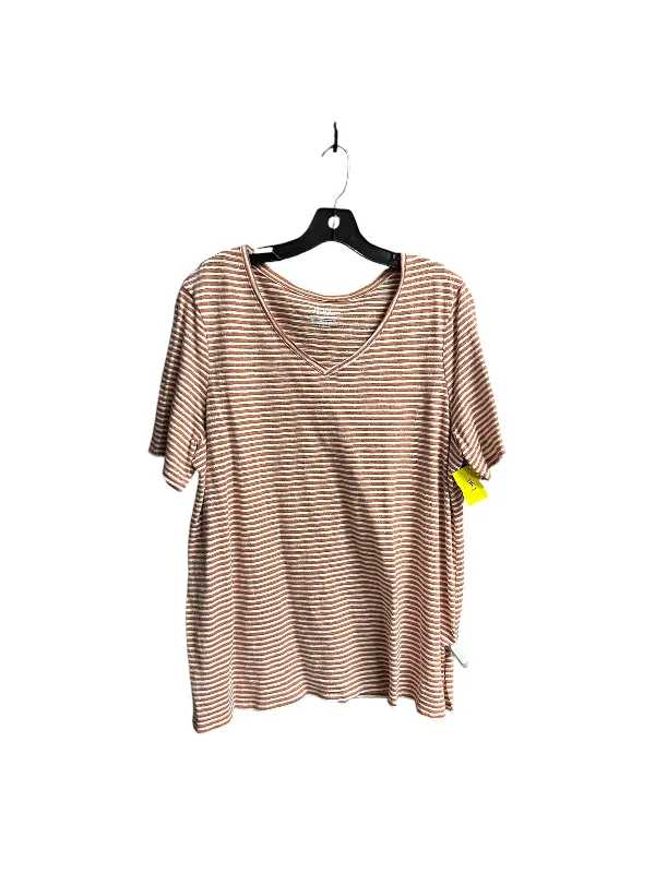 Cozy Look Top Short Sleeve Basic By Chicos In Striped Pattern, Size: Xl