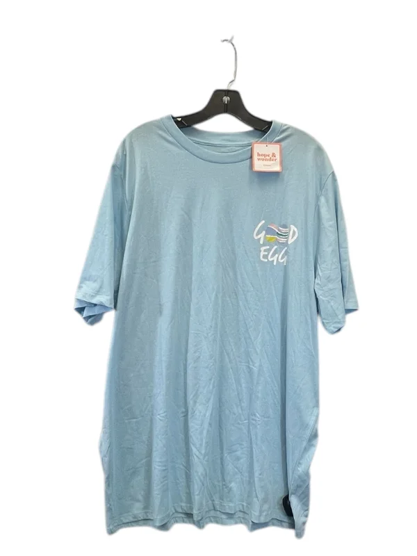 Classic Items Top Short Sleeve Basic By hope and wonder - good egg In Blue, Size: 2x
