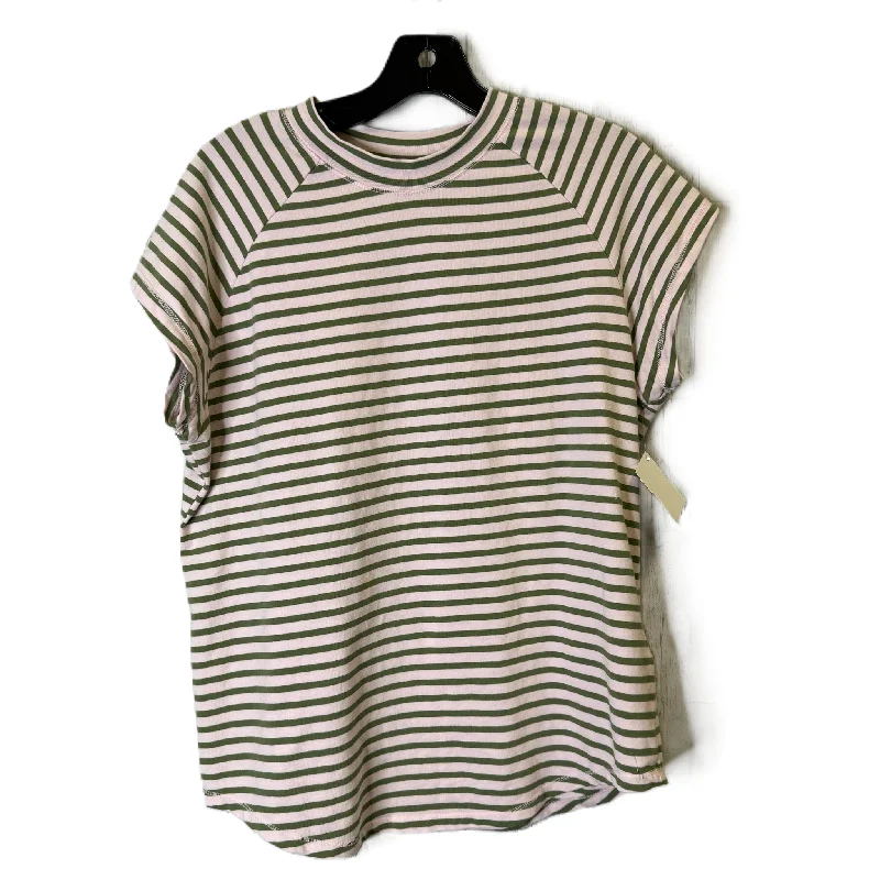 Simple Elegance Top Short Sleeve Basic By Pilcro In Green & Pink, Size: Xl