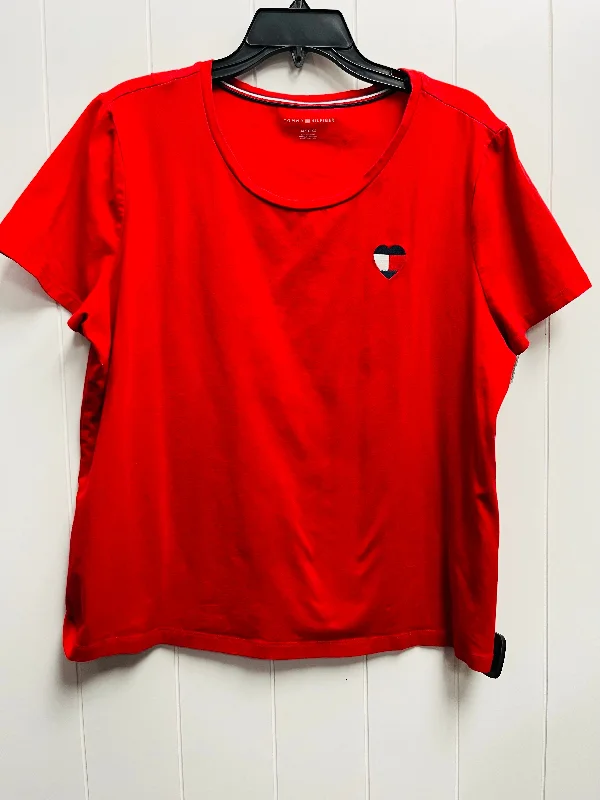 Advanced Design Top Short Sleeve Basic By Tommy Hilfiger In Red, Size: Xl