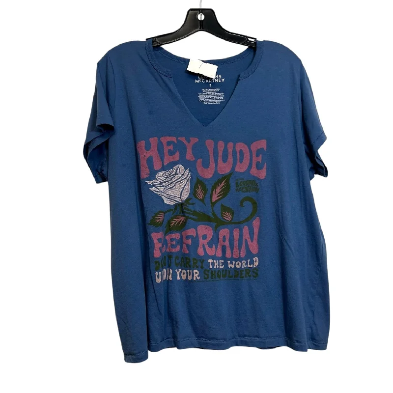 Dynamic Fashion Top Short Sleeve Basic By Torrid In Blue, Size: 1x