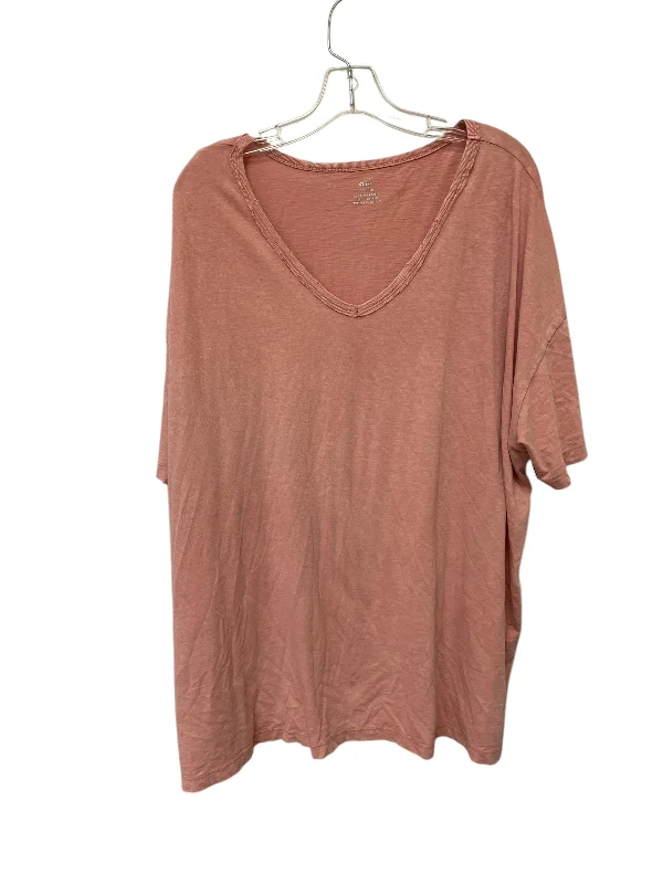 Casual Chic Top Short Sleeve By Aerie In Pink, Size: 2x