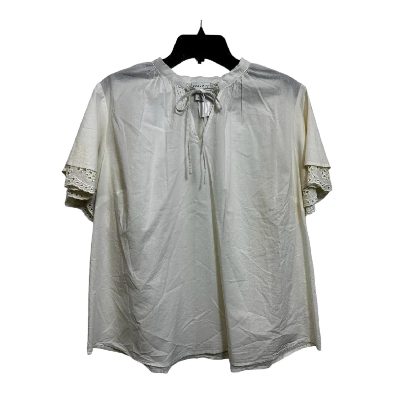 Stylish Ease Top Short Sleeve By Ava & Viv In Ivory, Size: 1x