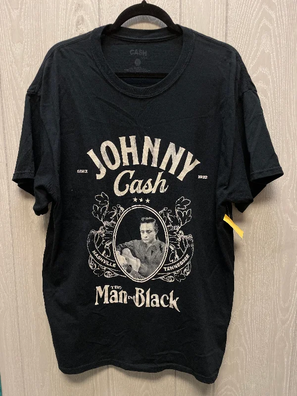 Easy Chic Top Short Sleeve By Cash In Black, Size: Xl