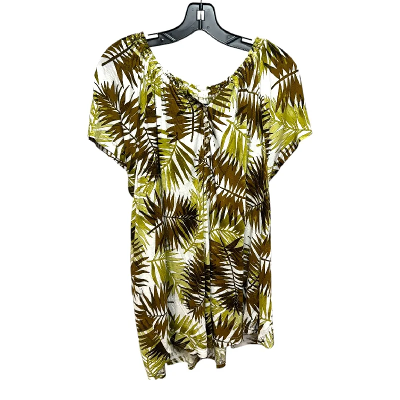 Classic Style Top Short Sleeve By Chaps In Tropical Print, Size: Xxl