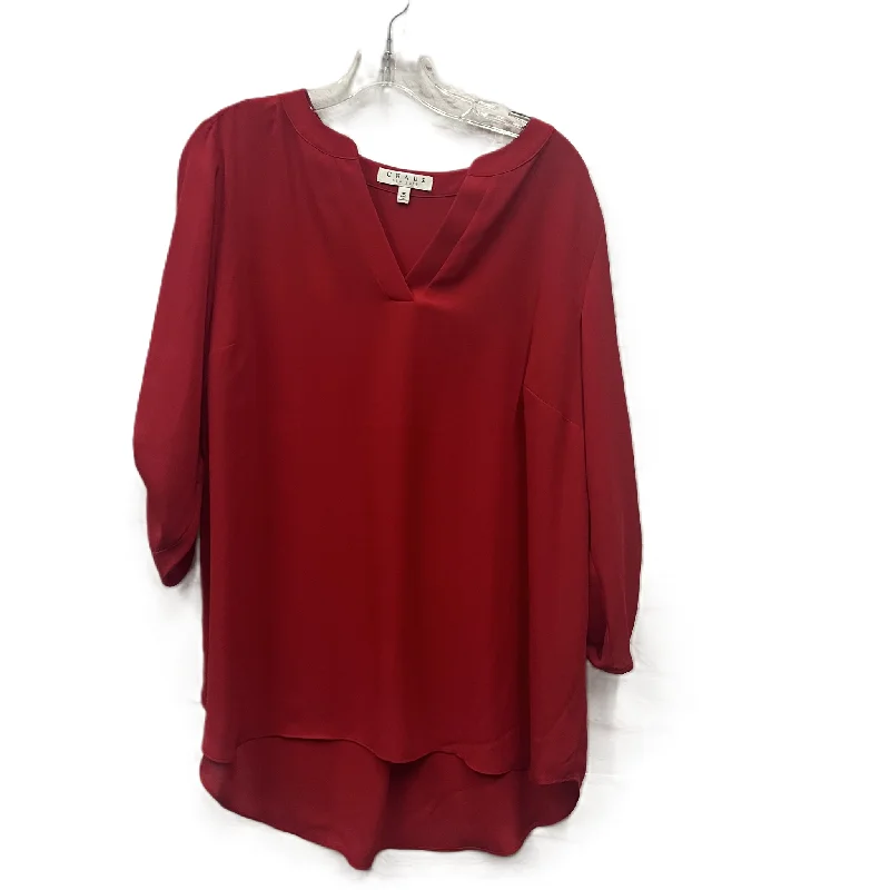 Light And Breathable Top Short Sleeve By Chaus In Red, Size: 1x