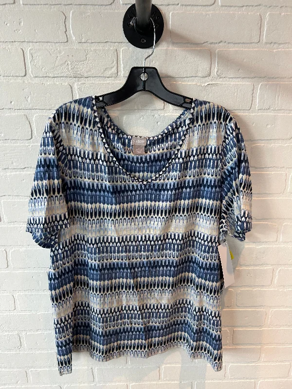 Classic Color Top Short Sleeve By Chicos In Blue & Yellow, Size: Xl