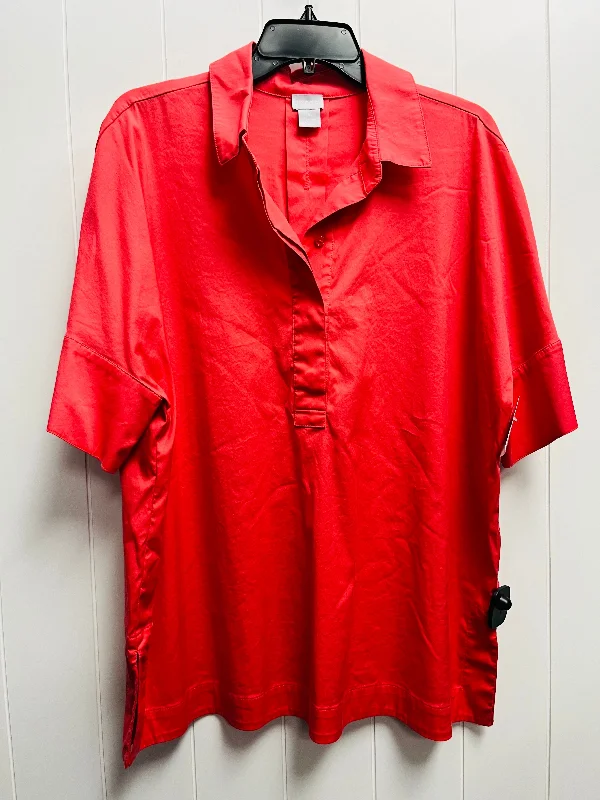 Stylish Comfort Top Short Sleeve By Chicos In Coral, Size: Xl