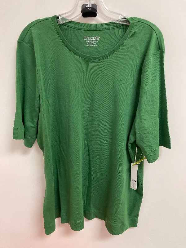 Elegant Outline Top Short Sleeve By Chicos In Green, Size: 2x