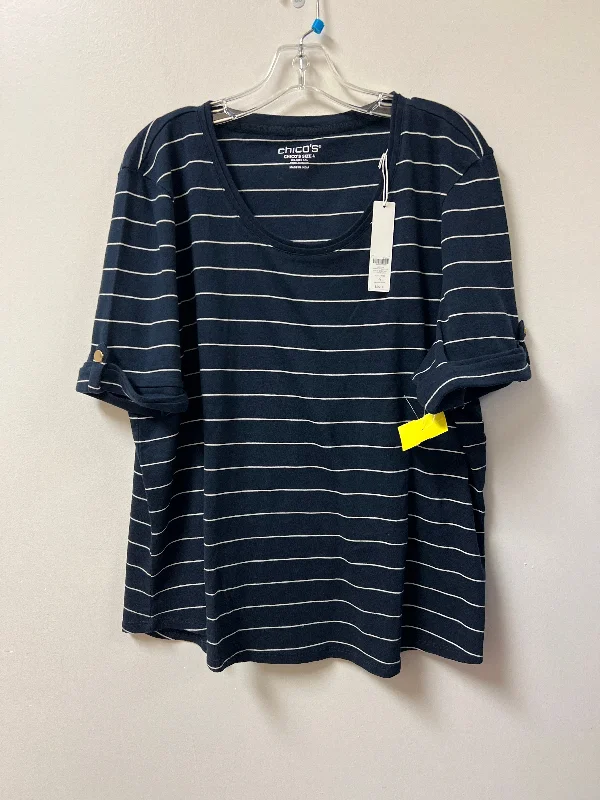Comfortable Wear Top Short Sleeve By Chicos In Navy, Size: 2x