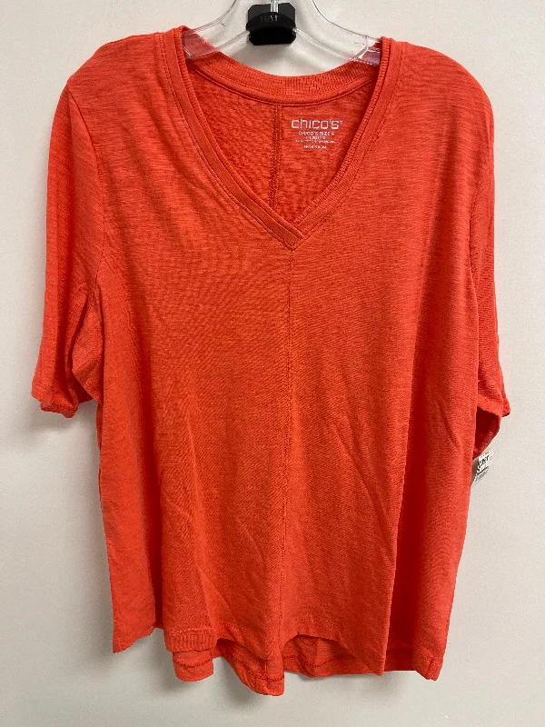 Sports Style Top Short Sleeve By Chicos In Orange, Size: 2x