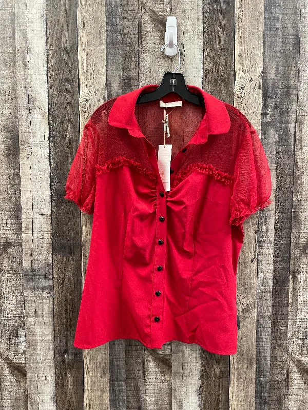 Double-sided Wear Top Short Sleeve By Cme In Red, Size: Xl